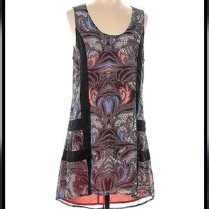 Kardashian Kollection Sleeveless Summer Dress Paisley Scoop Neck Large cut out